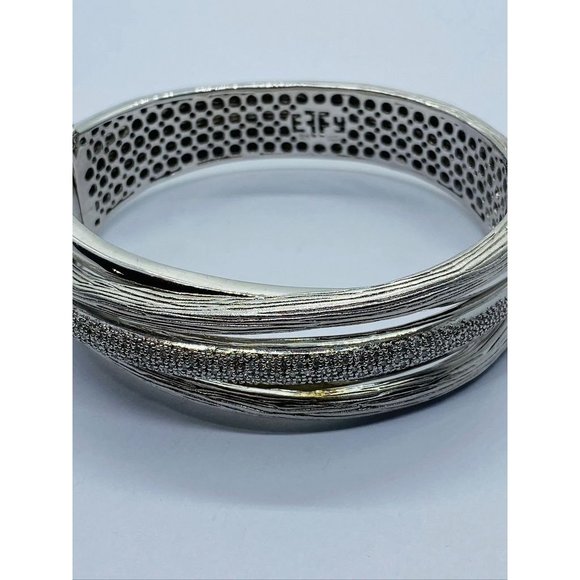 EFFY BH Balissima Diamond Sterling Silver Hinged Bangle asymmetric wrap - Picture 2 of 11